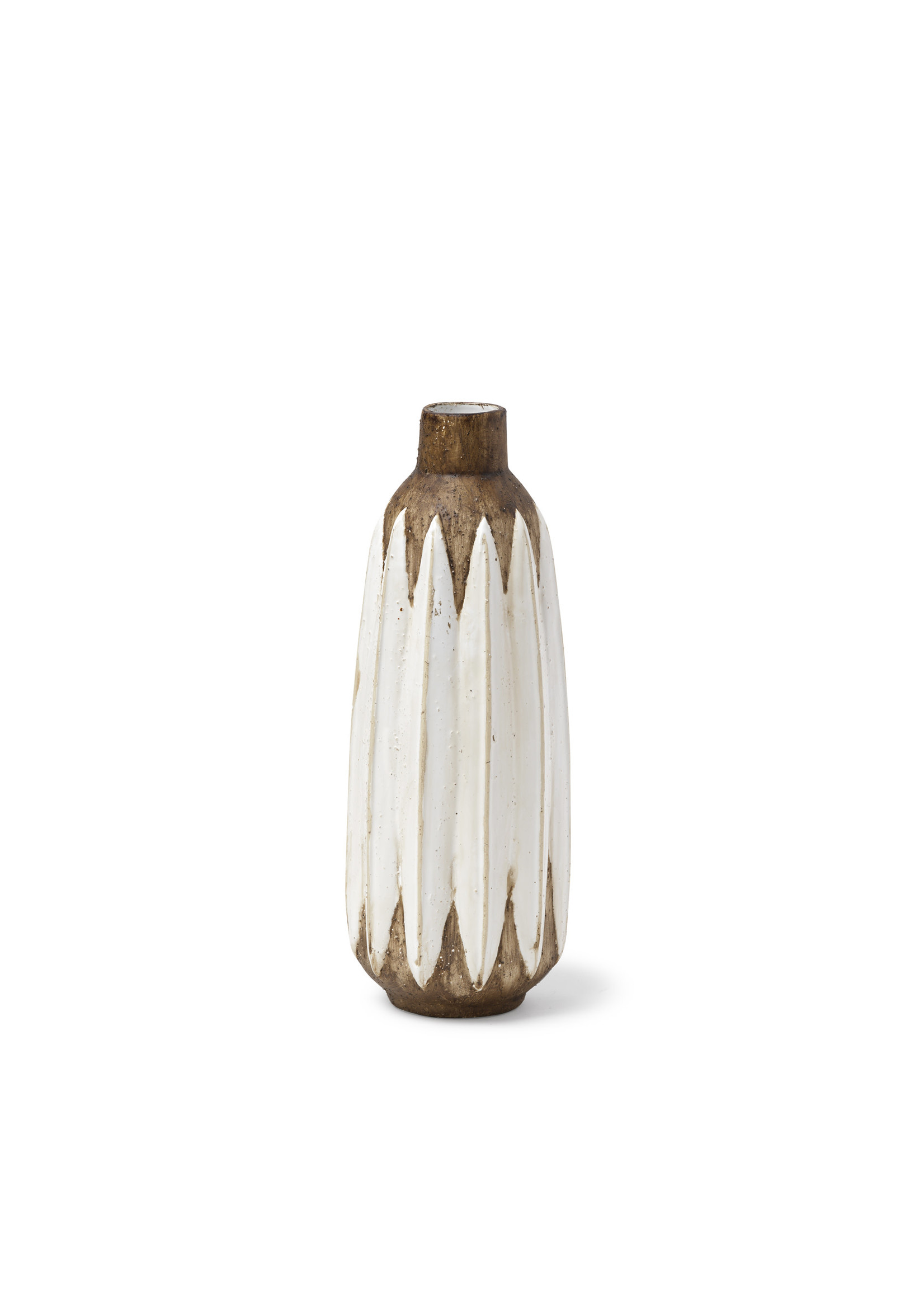 Rustic Brown and White Ceramic Vase Small