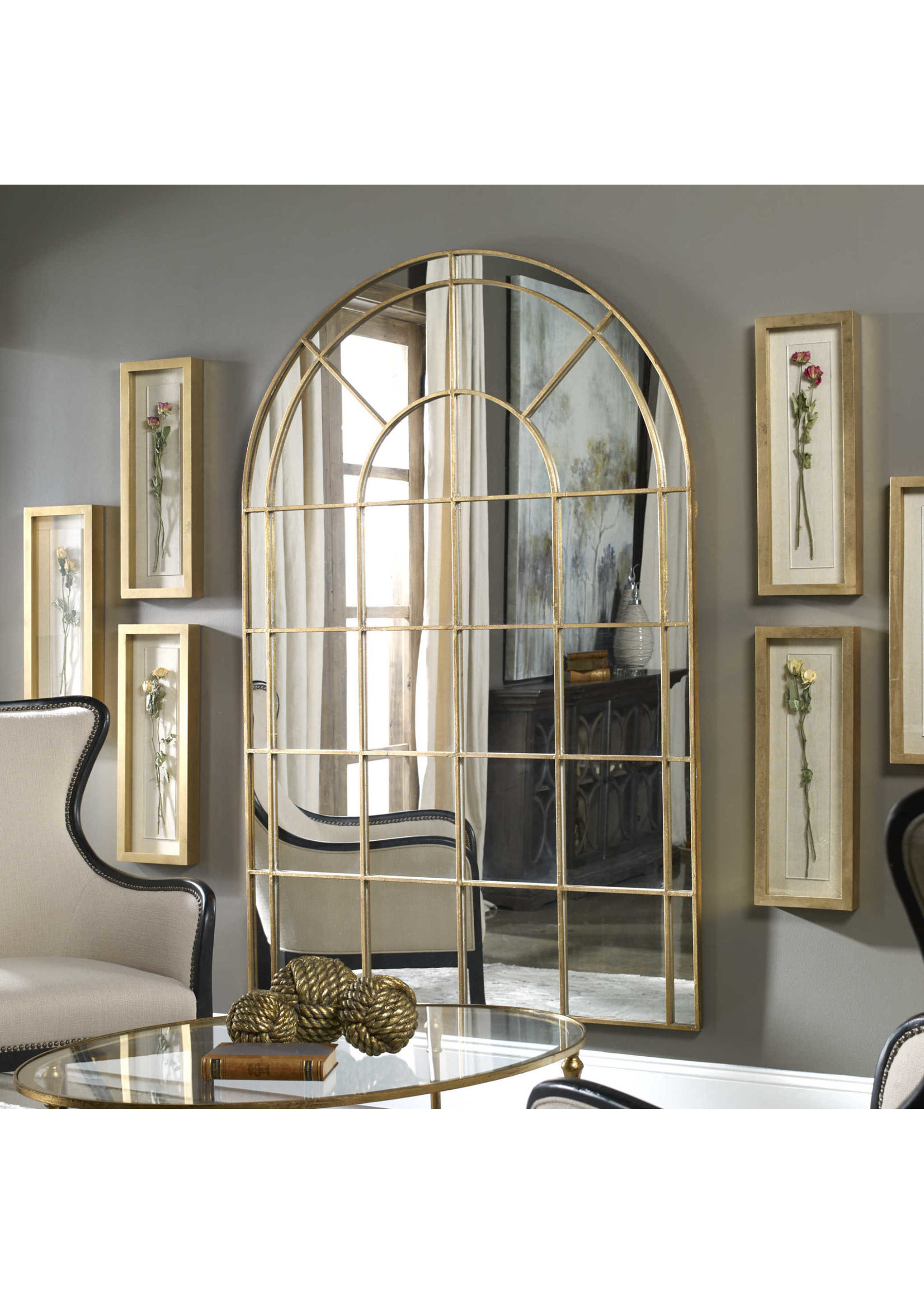 Large Arch Mirror in Antiqued Gold