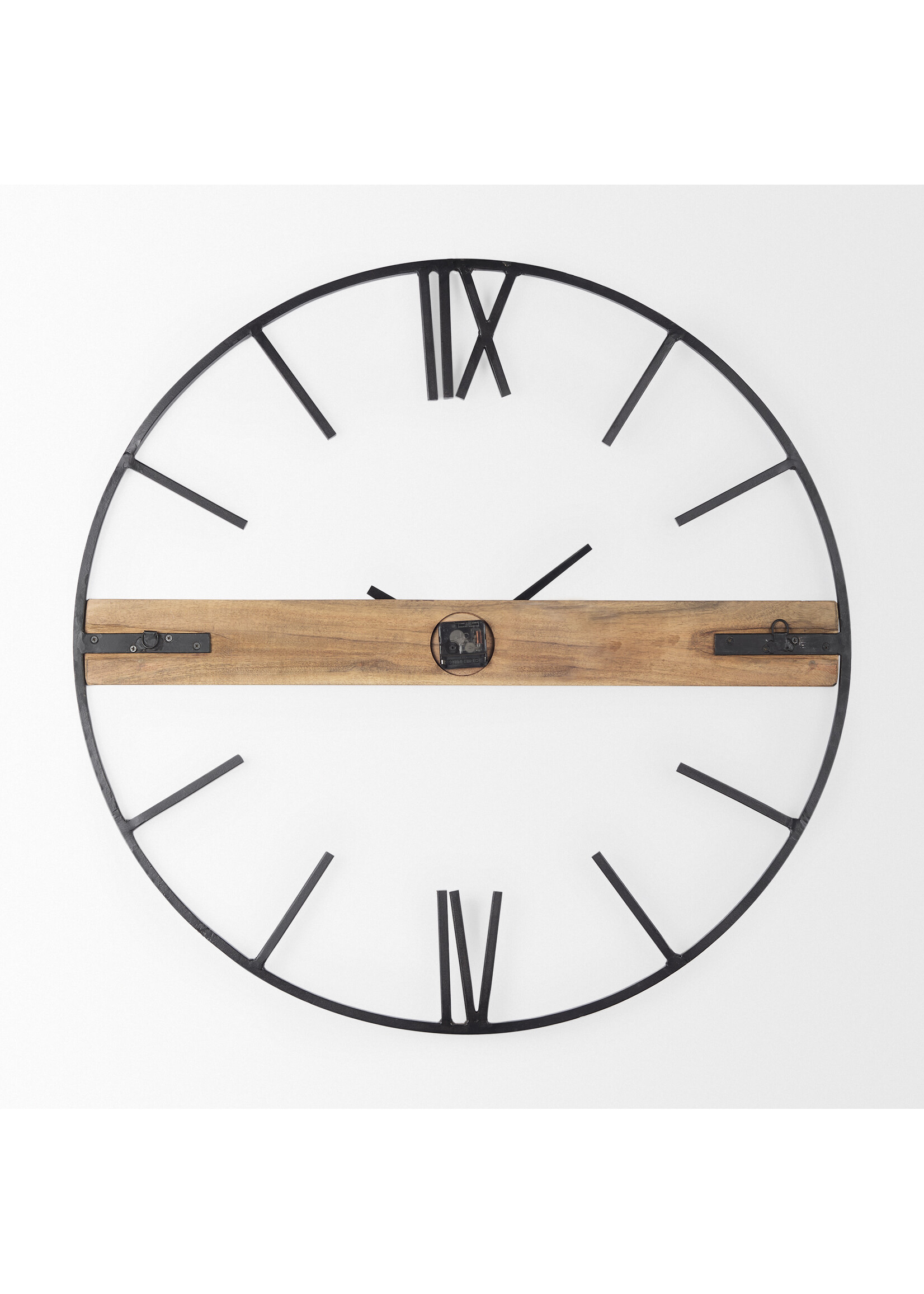 Metal and Wood Industrial Wall Clock