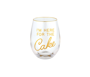 Here For The Cake Wine Glass