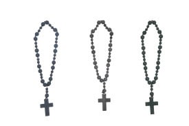 CREATIVE CO-OP Wood Bead Rosary With Cross