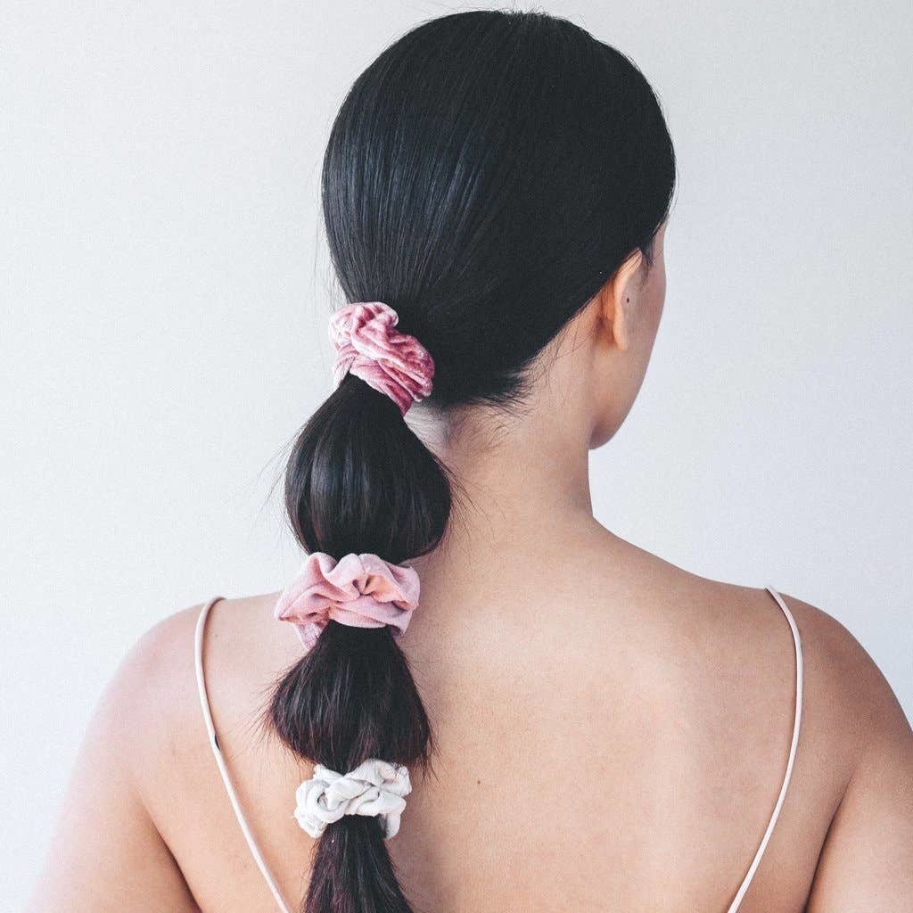 KITSCH Velvet Scrunchies - Blush and Mauve