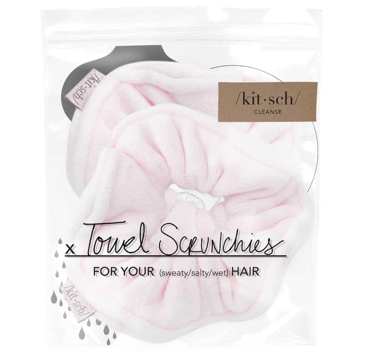 KITSCH Microfiber Towel Scrunchies, Blush (Set of 2)