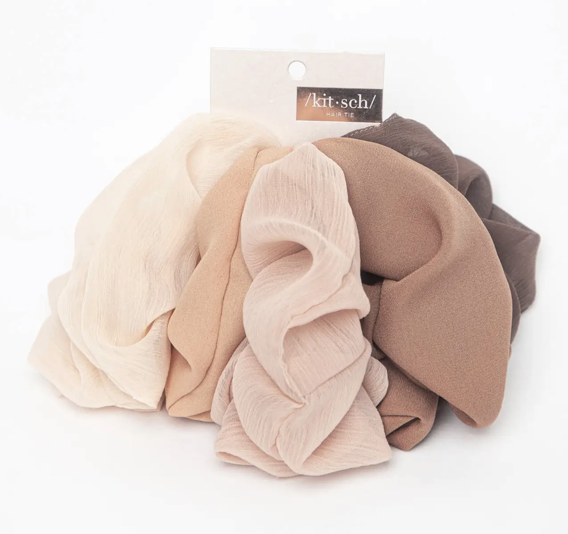 KITSCH Crepe Scrunchies 5 Pack- Terra Cotta