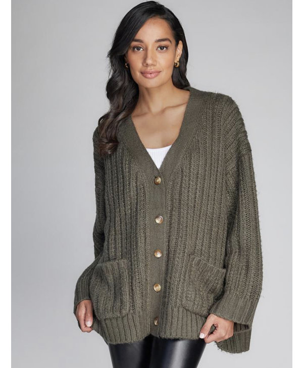 cable knit button down cardigan