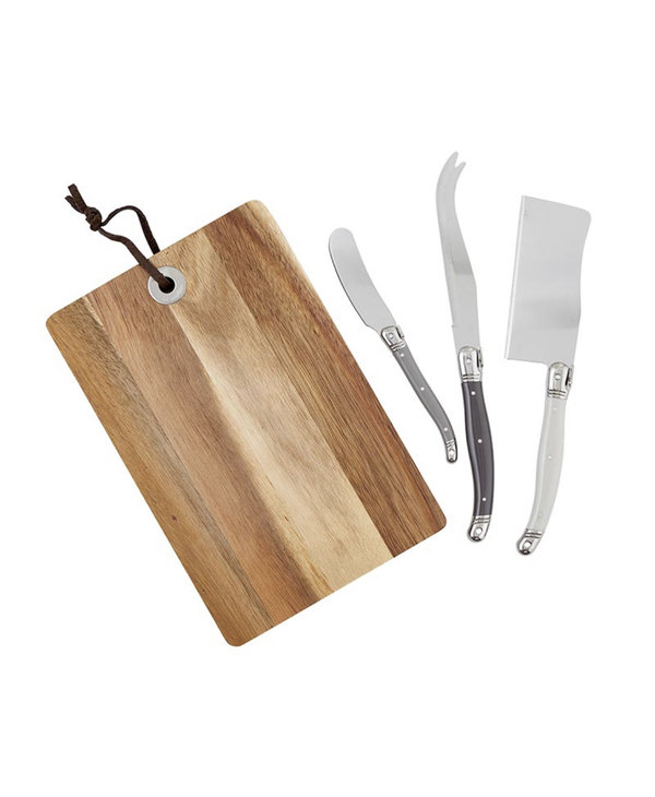 Santa Barbara Design Studio Acacia Wood Cheese Board with Knives Book Box