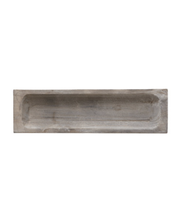 CREATIVE CO-OP Paulownia Wood Tray, Grey Wash