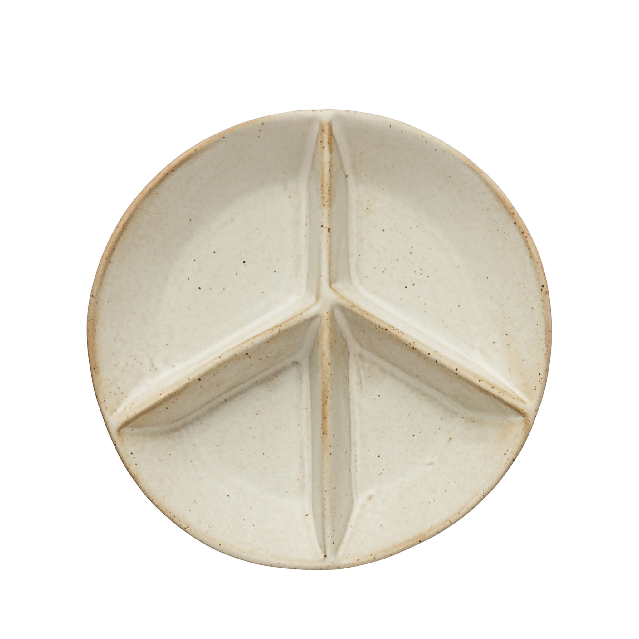 CREATIVE CO-OP Round Stoneware Peace Sign Dish 5.5"