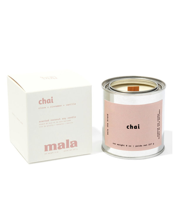 Mala The Brand Chai, Wood Wick Candle 8oz