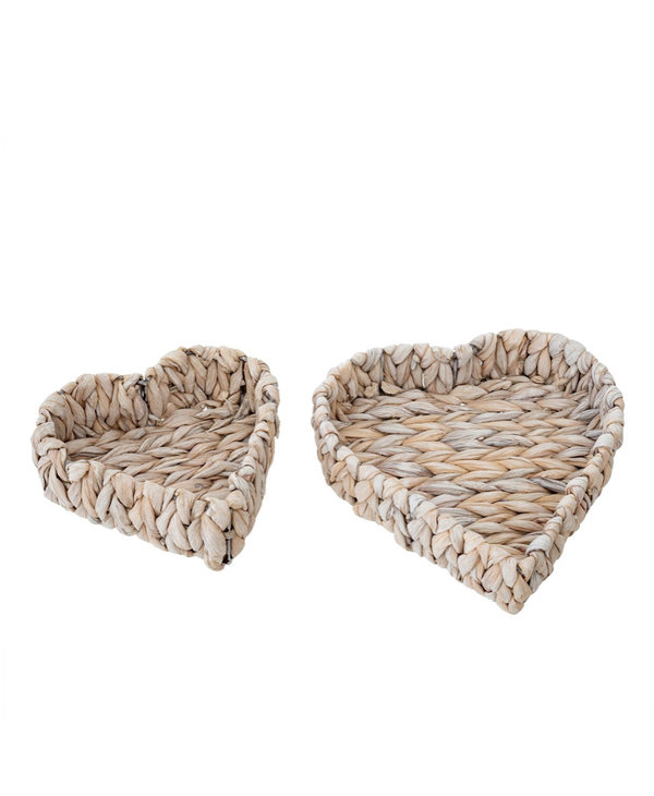 Indaba Trading Co. Heart Baskets, White Set of 2