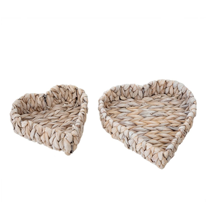 Indaba Trading Co. Heart Baskets, White Set of 2