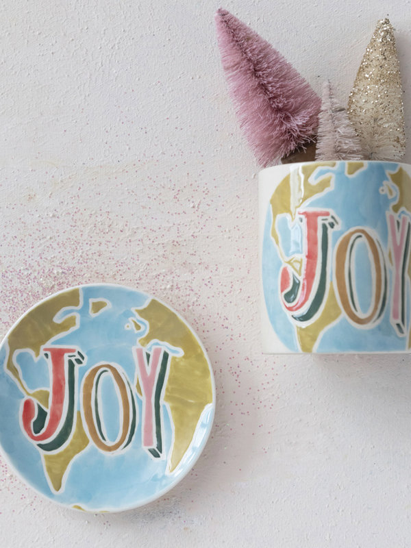 CREATIVE CO-OP Joy Stoneware Plate