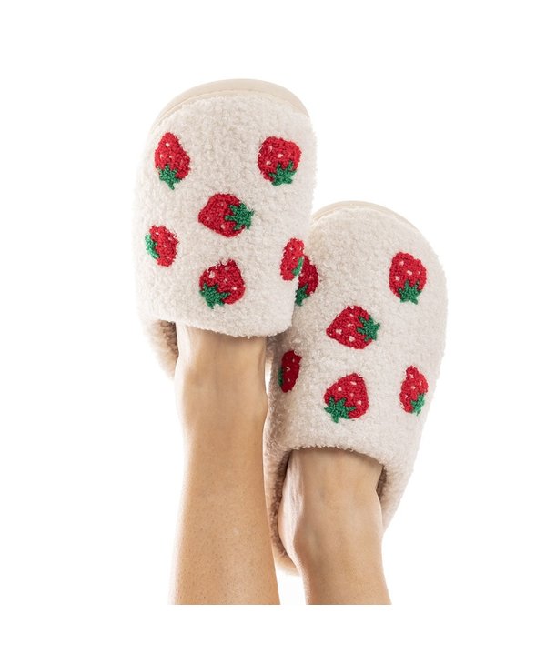 Katydid Strawberry Fuzzy Slippers