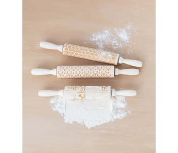 Patterned Christmas Wood Rolling Pin