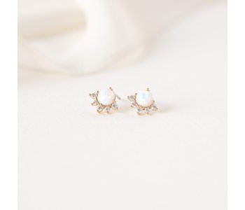 Juno Stud Earrings, Gold Opal
