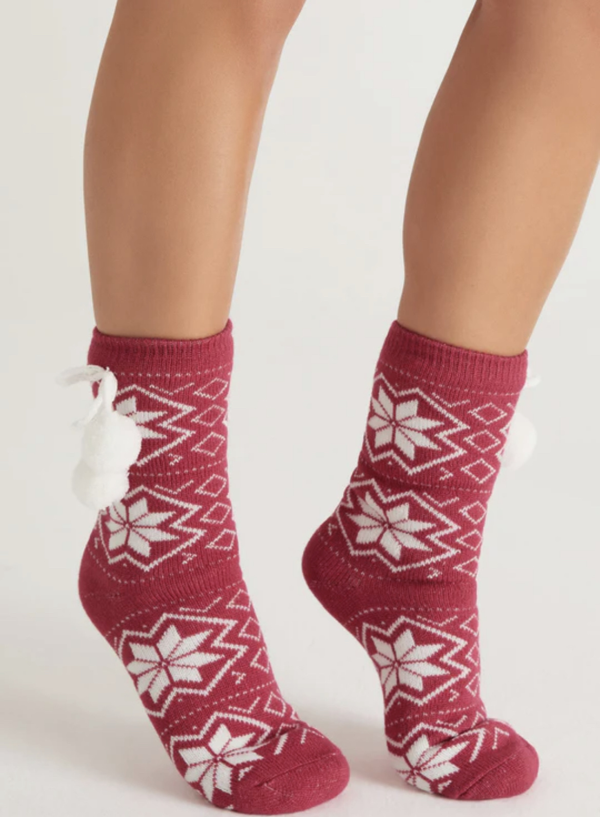 Z Supply Fair Isle Slipper Socks, Berry Red