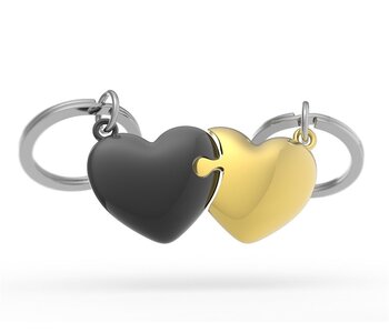 Black/Gold BFF Heart Keychain