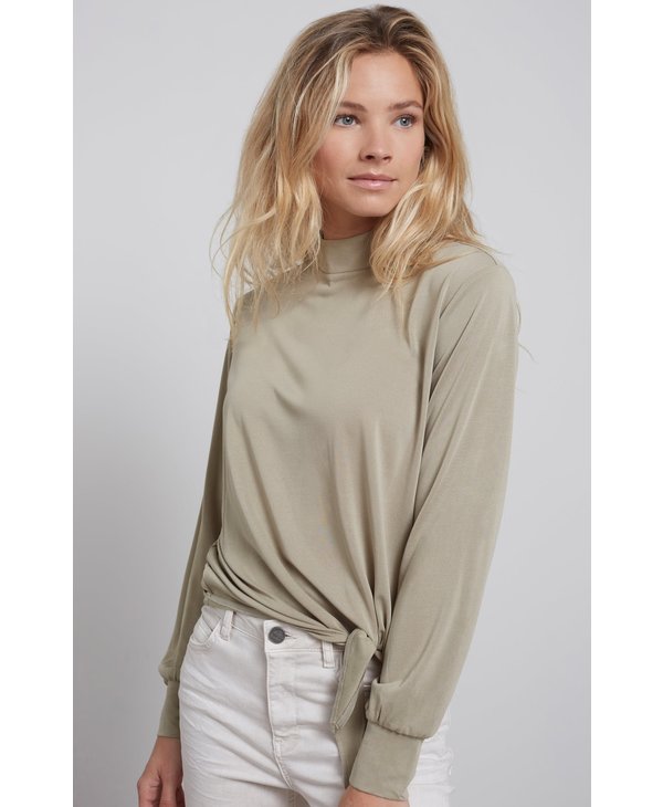 YAYA Turtleneck Top with Knotted Waist