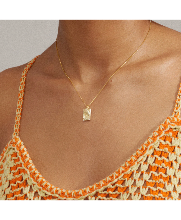 Pilgrim BE Square Crystal Pendant Necklace
