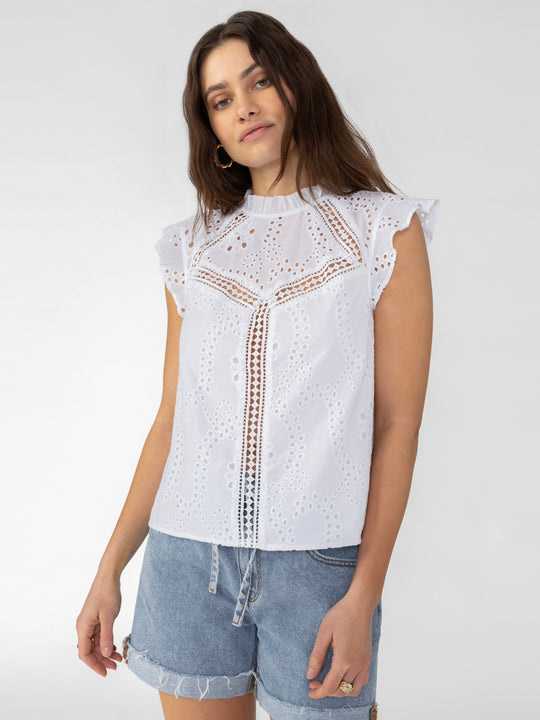 Sanctuary Geo Trim Eyelet Shell Top