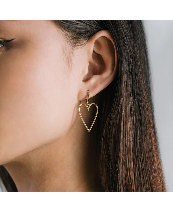 Lovers Tempo Lovestruck Heart Hoop Earrings, Gold