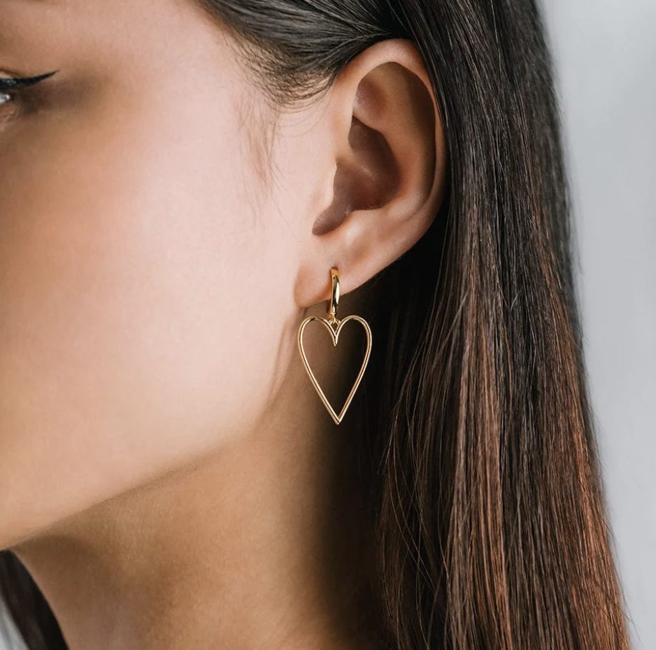 Lovers Tempo Lovestruck Heart Hoop Earrings, Gold