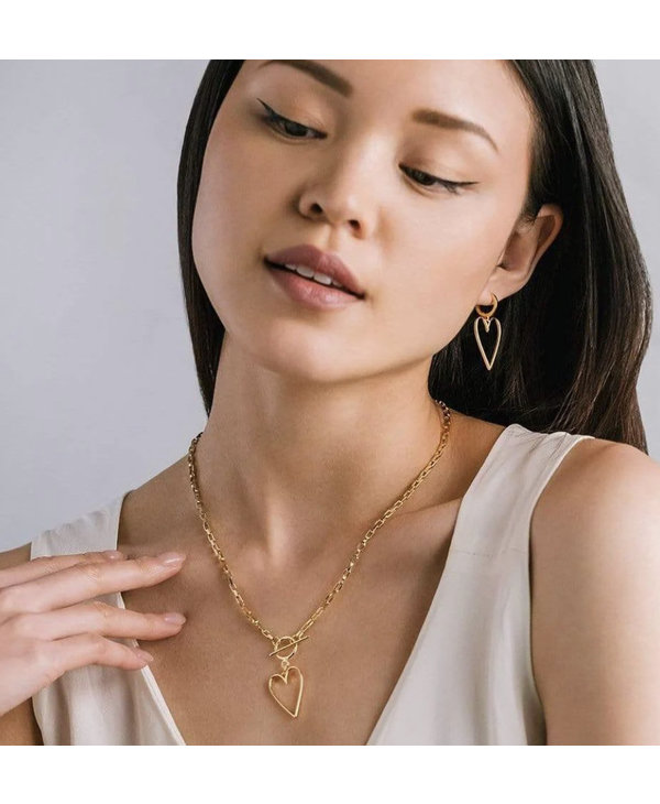 Lovers Tempo Lovestruck Heart Hoop Earrings, Gold