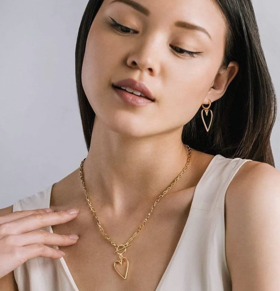 Lovers Tempo Lovestruck Heart Hoop Earrings, Gold