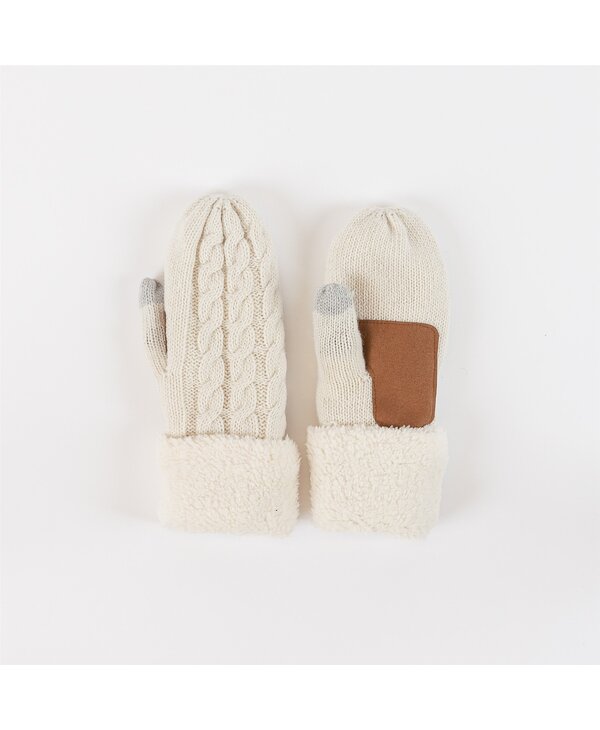 Lyla & Luxe Sherpa Lined Cable Mittens Patched