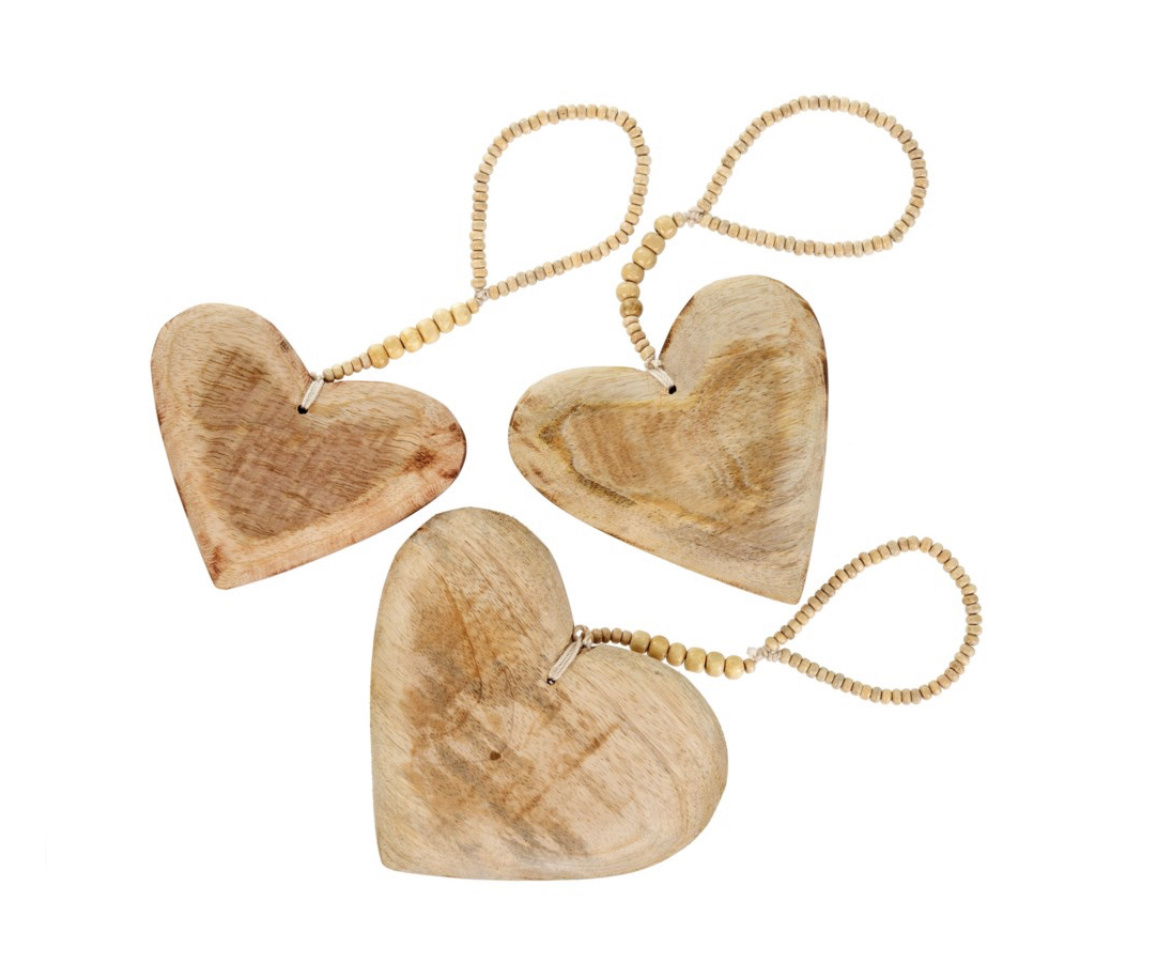 Indaba Trading Co. Wooden Heart Ornaments