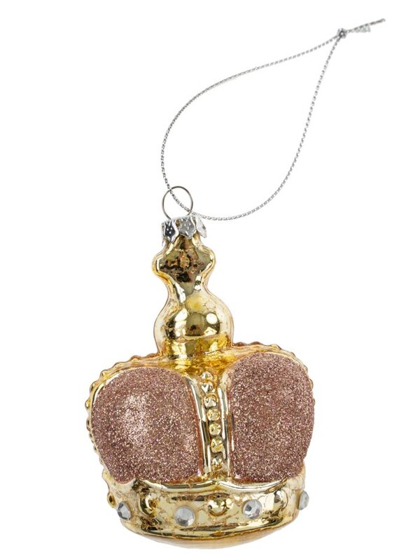 Indaba Trading Co. Crown Glass Ornament, Pink