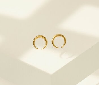 Horn Charm Stud Earrings, Gold