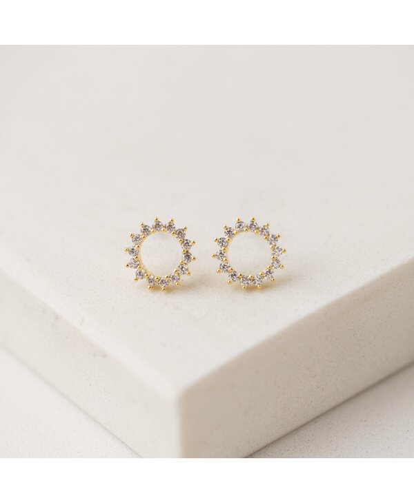 Lovers Tempo Halo Stud Earrings, Gold