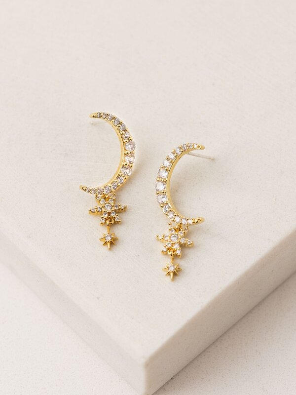 Lovers Tempo Lune Moon Drop Earrings, Gold