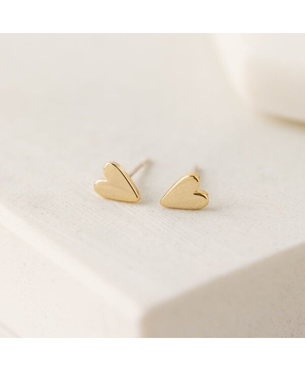 Lovers Tempo Everly Heart Stud Earrings, Gold