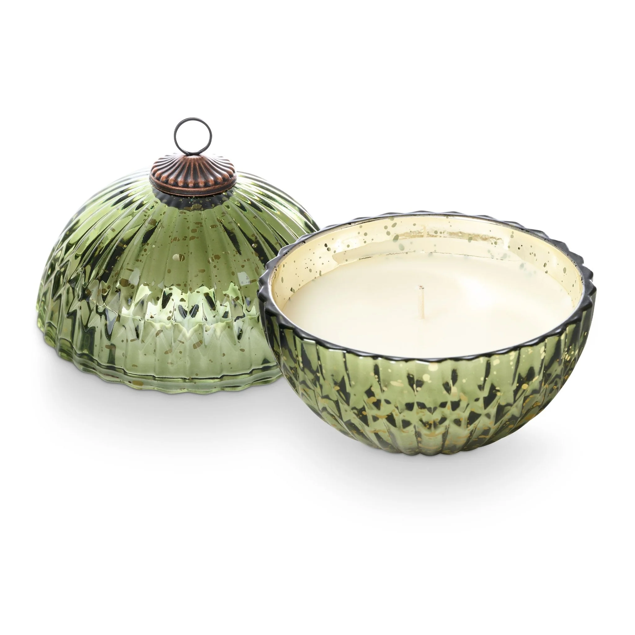 Illume Balsam & Cedar Glass Green Ornament Candle