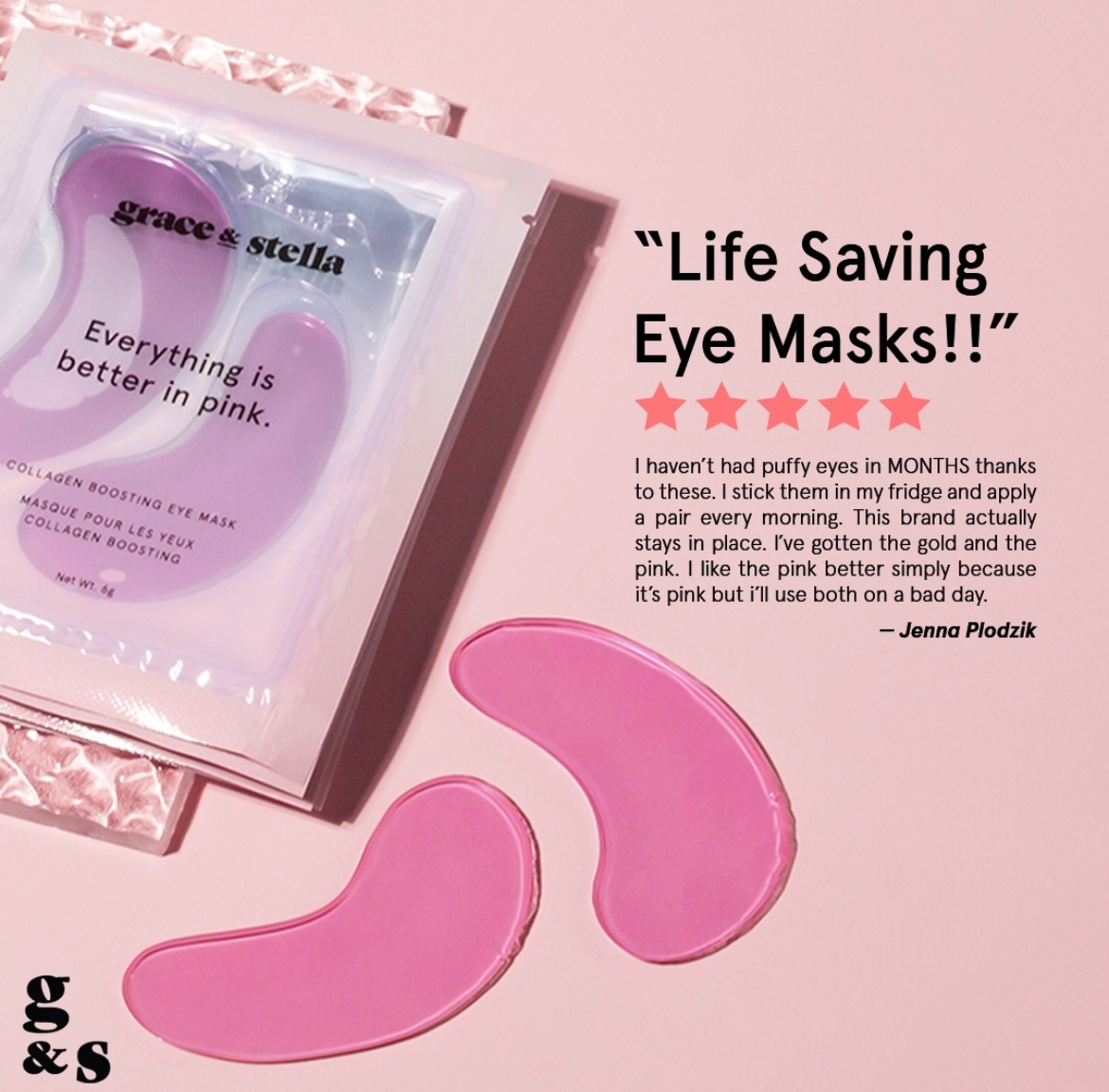 Grace & Stella Co. Pink Moisturizing Under Eye Masks