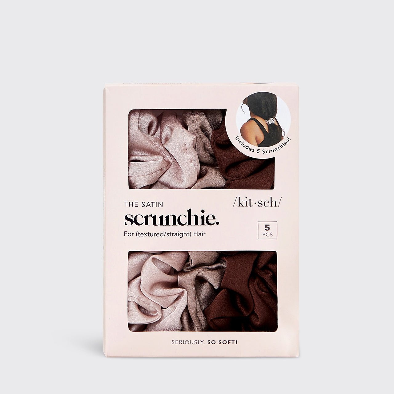 KITSCH Satin Sleep Scrunchies, 5pc