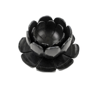 Stone Lotus Tealight Set, Blk