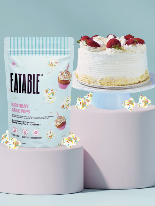 EATABLE FOODS INC. Birthday Cake Pops - White Chocolate Kettle Corn