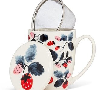 Strawberries Covered Mug & Strainer