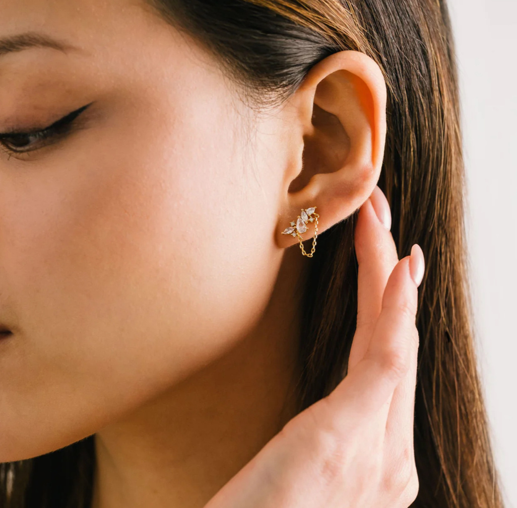 Lovers Tempo Aspen Climber Earrings, Gold