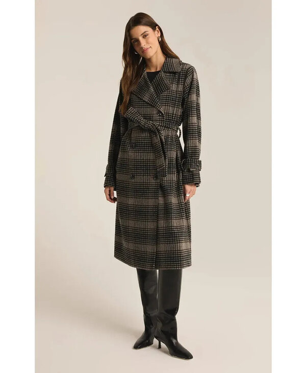 Z Supply Jackie Plaid Trench