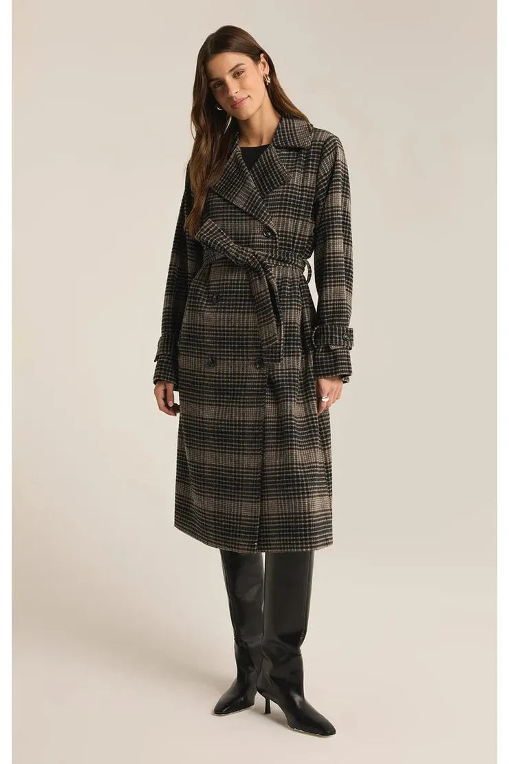 Z Supply Jackie Plaid Trench