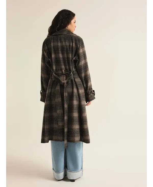 Z Supply Jackie Plaid Trench