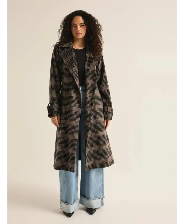 Z Supply Jackie Plaid Trench