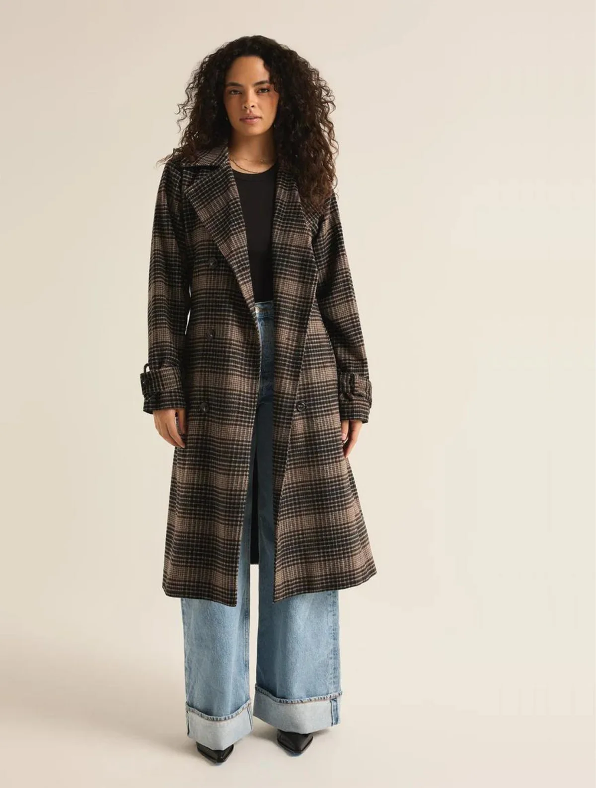 Z Supply Jackie Plaid Trench