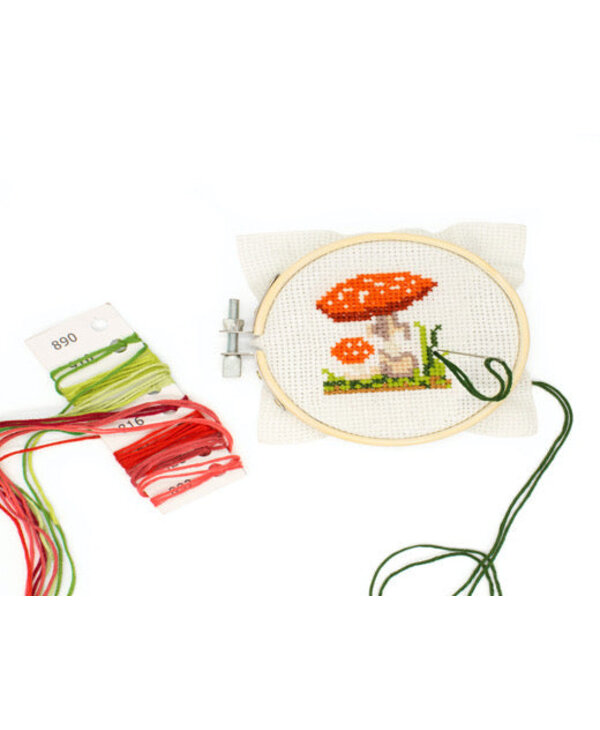 KIKKERLAND Mushroom Mini Cross Stitch Kit