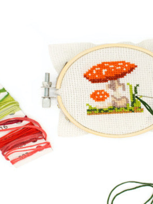 KIKKERLAND Mushroom Mini Cross Stitch Kit