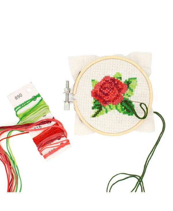 KIKKERLAND Rose Mini Cross Stitch Kit